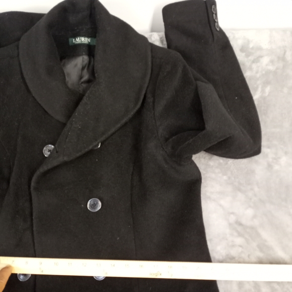 Ralph Lauren Women's Vintage Elegant Black Double-Breasted Long Coat Size 12 - Picture 14 of 15